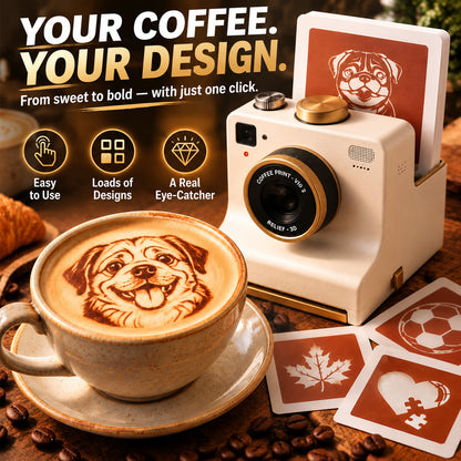 Retro Coffee Art Camera – Mechanical Latte Art Stencil Printer