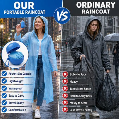 🌧️50% OFF NOW! Pocket‑Size Disposable Raincoat for Unexpected Showers, Compact Ball‑Packaged Waterproof Emergency Poncho, One‑Size‑Fits‑All Lightweight Rain Protection for Travel, Hiking & Outdoor Events