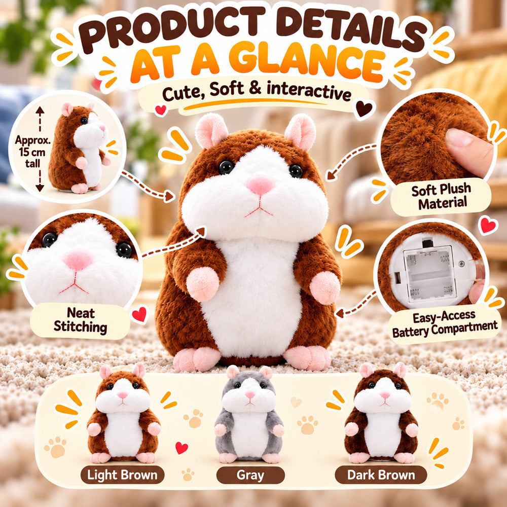 🥳2026 HOT SALE🥳💞50K+ SOLD! 🐹✨ 50% OFF! Talking Hamster Plush – repeats whatever you say, auto head-shaking, hilarious fun for kids & adults. Perfect gift & pet entertainment! 🎁💚