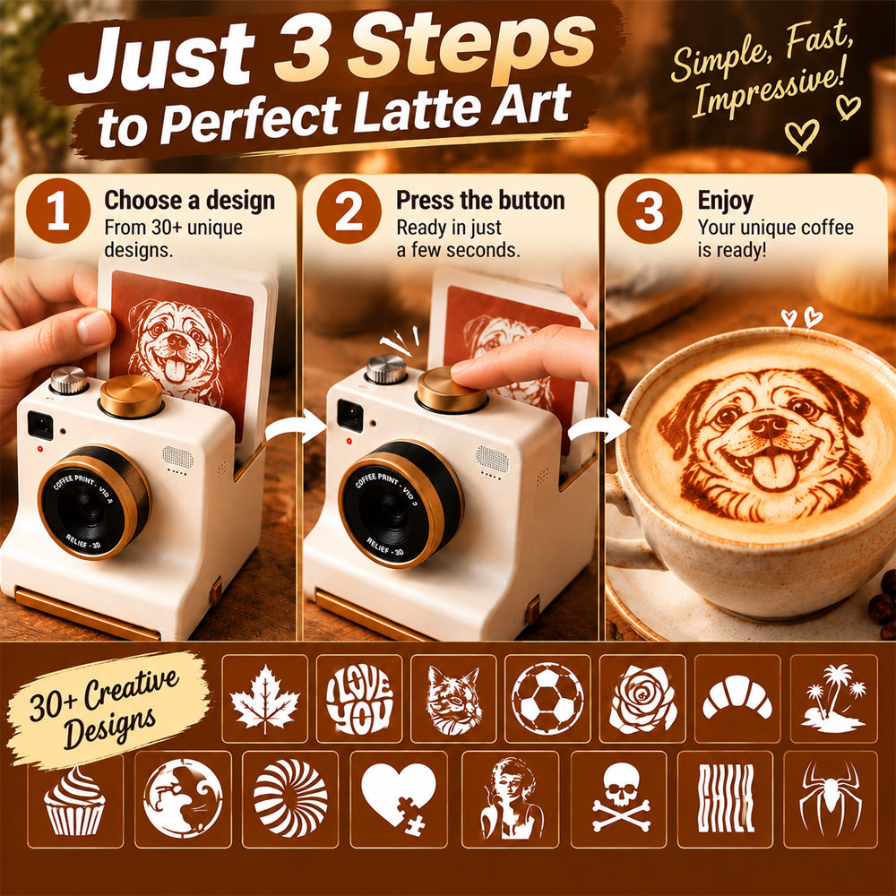 Retro Coffee Art Camera – Mechanical Latte Art Stencil Printer