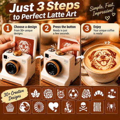 Retro Coffee Art Camera – Mechanical Latte Art Stencil Printer