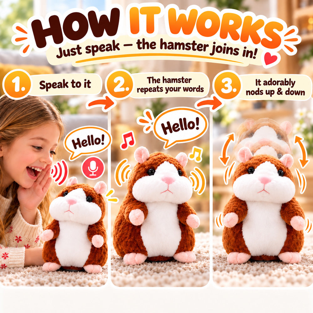 🥳2026 HOT SALE🥳💞50K+ SOLD! 🐹✨ 50% OFF! Talking Hamster Plush – repeats whatever you say, auto head-shaking, hilarious fun for kids & adults. Perfect gift & pet entertainment! 🎁💚