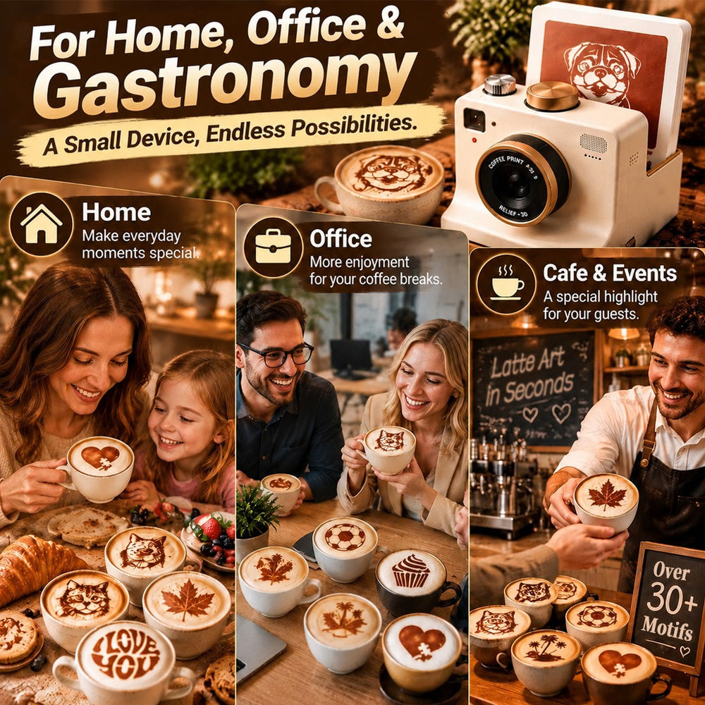 Retro Coffee Art Camera – Mechanical Latte Art Stencil Printer