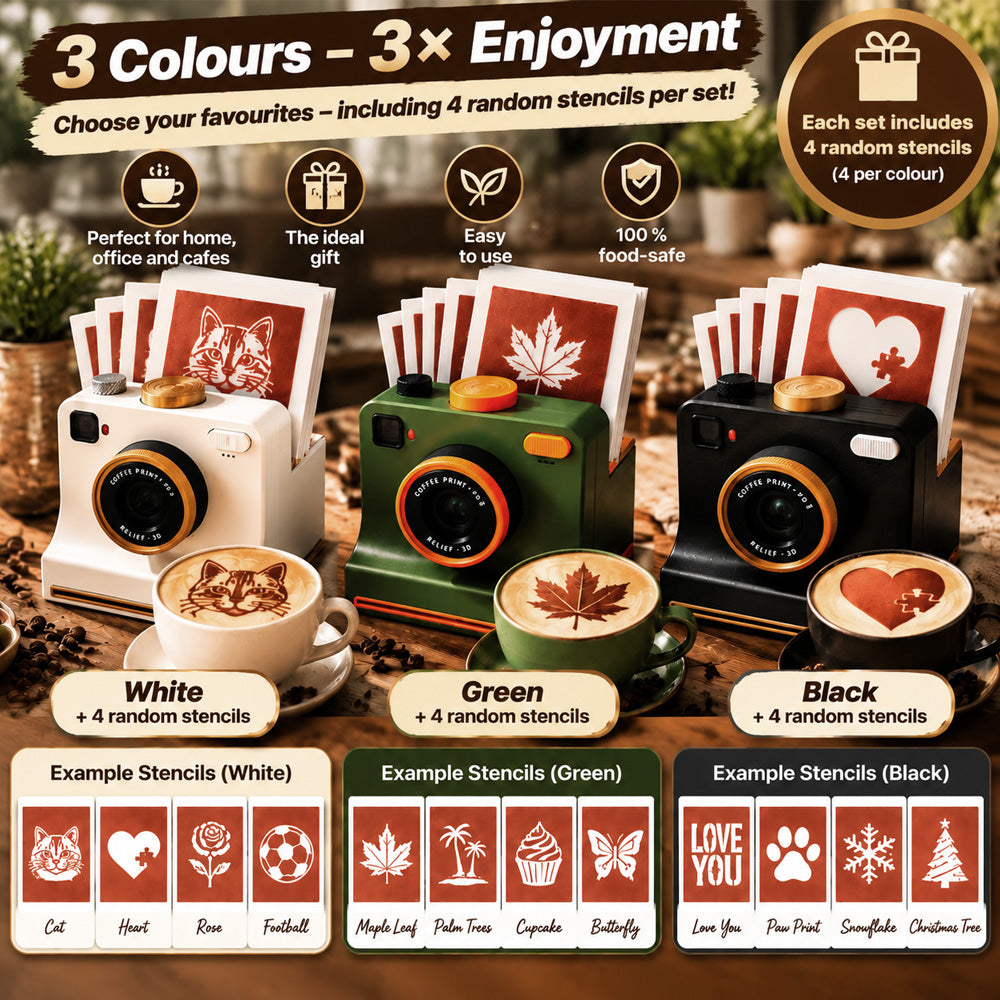Retro Coffee Art Camera – Mechanical Latte Art Stencil Printer
