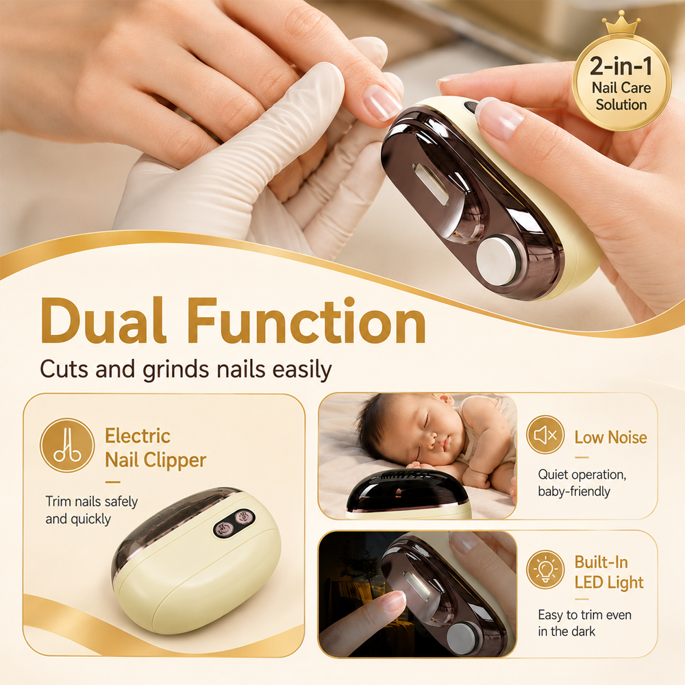 ✂️ LIMITED-TIME 50% OFF! 2-in-1 Smart Electric Nail Clipper & Polisher – Anti-Pinch Safety & LED Light 💅