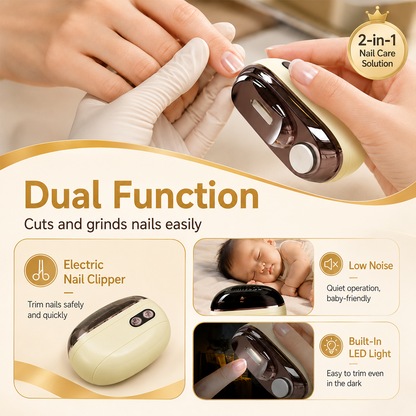 ✂️ LIMITED-TIME 50% OFF! 2-in-1 Smart Electric Nail Clipper & Polisher – Anti-Pinch Safety & LED Light 💅