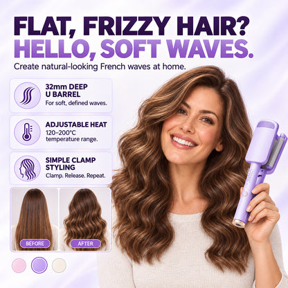 🌸 LIMITED-TIME 50% OFF! ✨ 32MM Wavy Hair Curler – Big Bouncy Curls, 4 Adjustable Heat Settings & Negative Ion Care – Salon-Quality Styling at Home 💇‍♀️