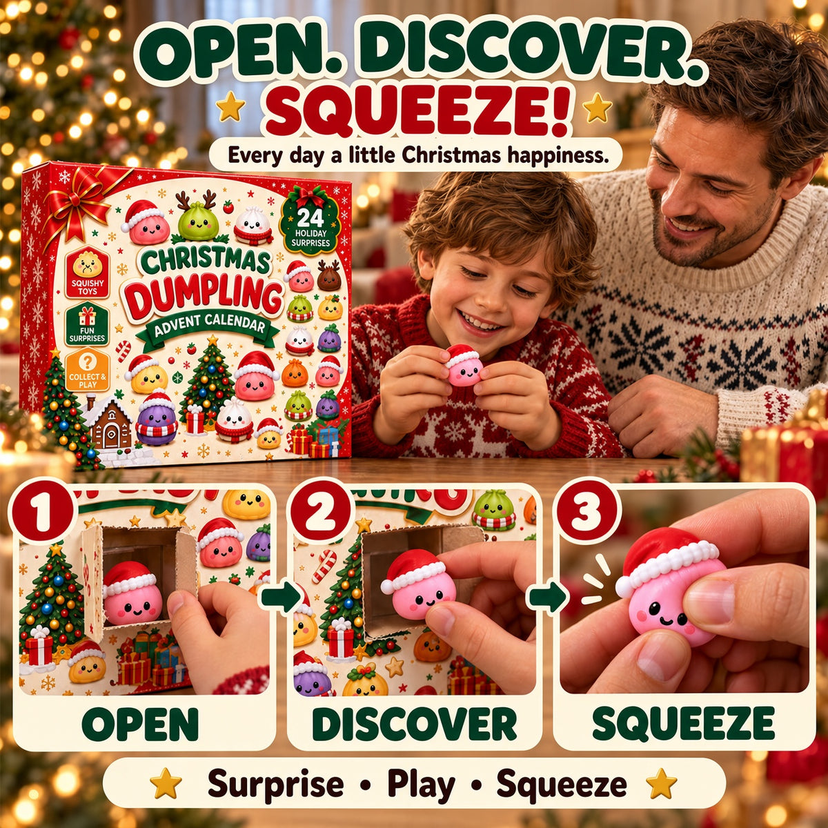 upsell🔥LIMITED-TIME 50% OFF! 2026 Christmas Dumpling Advent Calendar, 24-Day Countdown • Twenty Four Days Of Squishy - Dumpling Advent Calendar