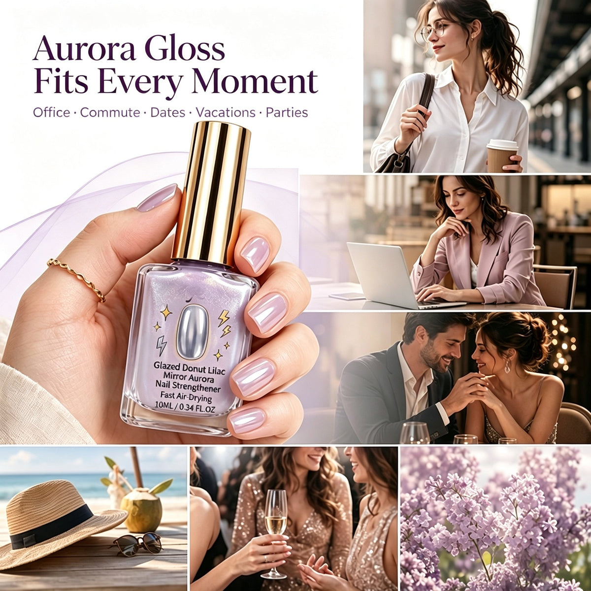 upsell💅 40% OFF !! ⏰ Lilac Glossy Nail Strengthener – Strengthen Weak Nails & Restore Natural Shine