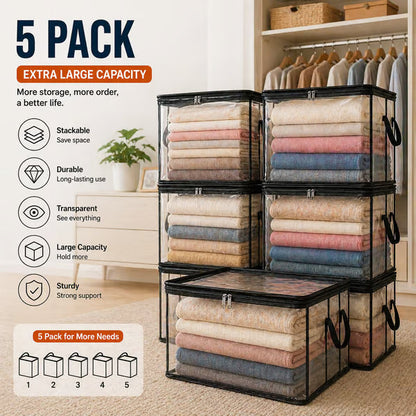 Devareon® ⏰LIMITED TIME 50% OFF! 🏠 Transparent Large-Capacity Dustproof & Moisture-Proof Storage Bag – Perfect for Clothes, Toys, Books & More ✨