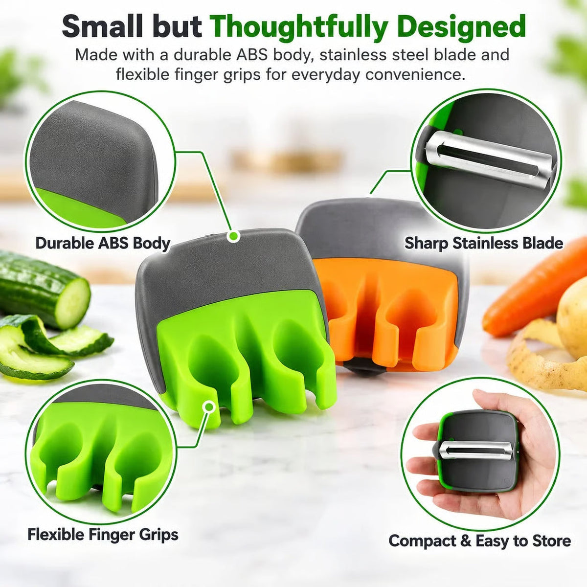 🥳2026 HOT SALE🥳💞50K+ SOLD! 🥕 49% OFF! Ergonomic Two-Finger Fruit and Vegetable Peeler