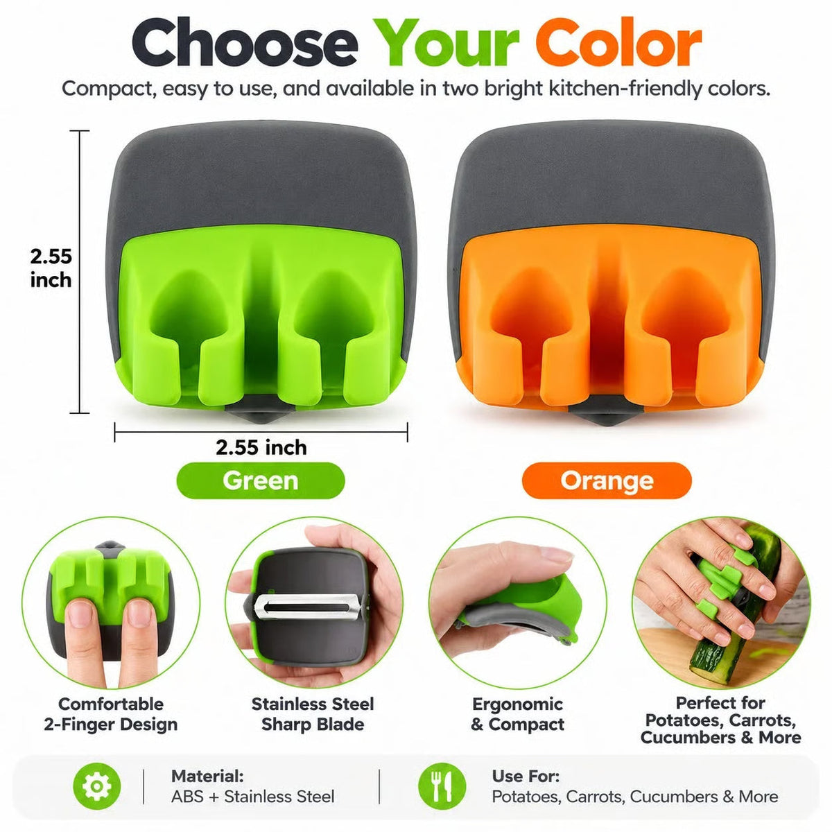 🥳2026 HOT SALE🥳💞50K+ SOLD! 🥕 49% OFF! Ergonomic Two-Finger Fruit and Vegetable Peeler