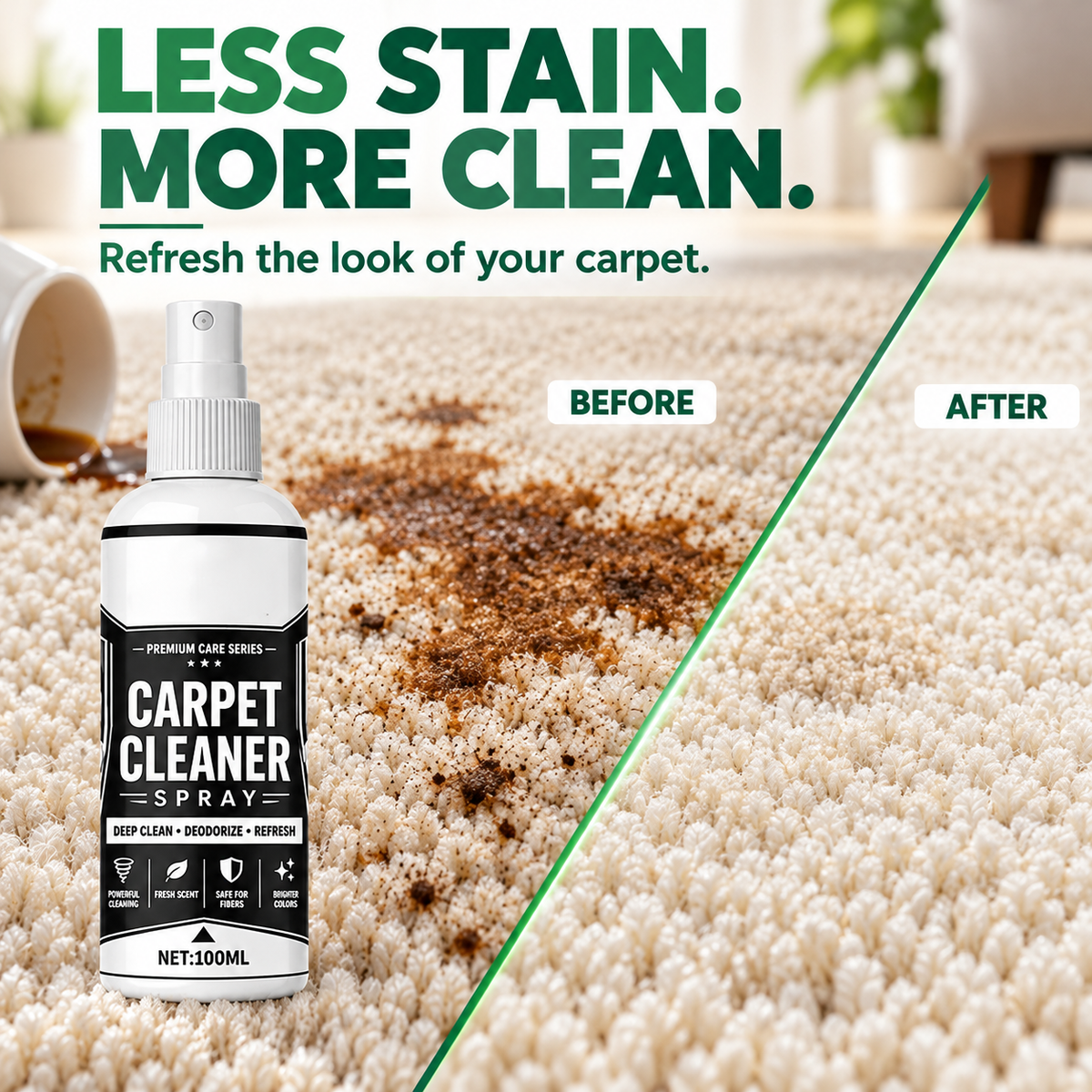 🏆 🏆Last Day Special Price £9.49! 🛋️Buy 1 Get 1 Free🎁 Deep Clean Carpet Spray – Industrial-Strength Formula | Perfect for Auto Interiors, Sofas & Rugs, Effortless Stain Removal ✨