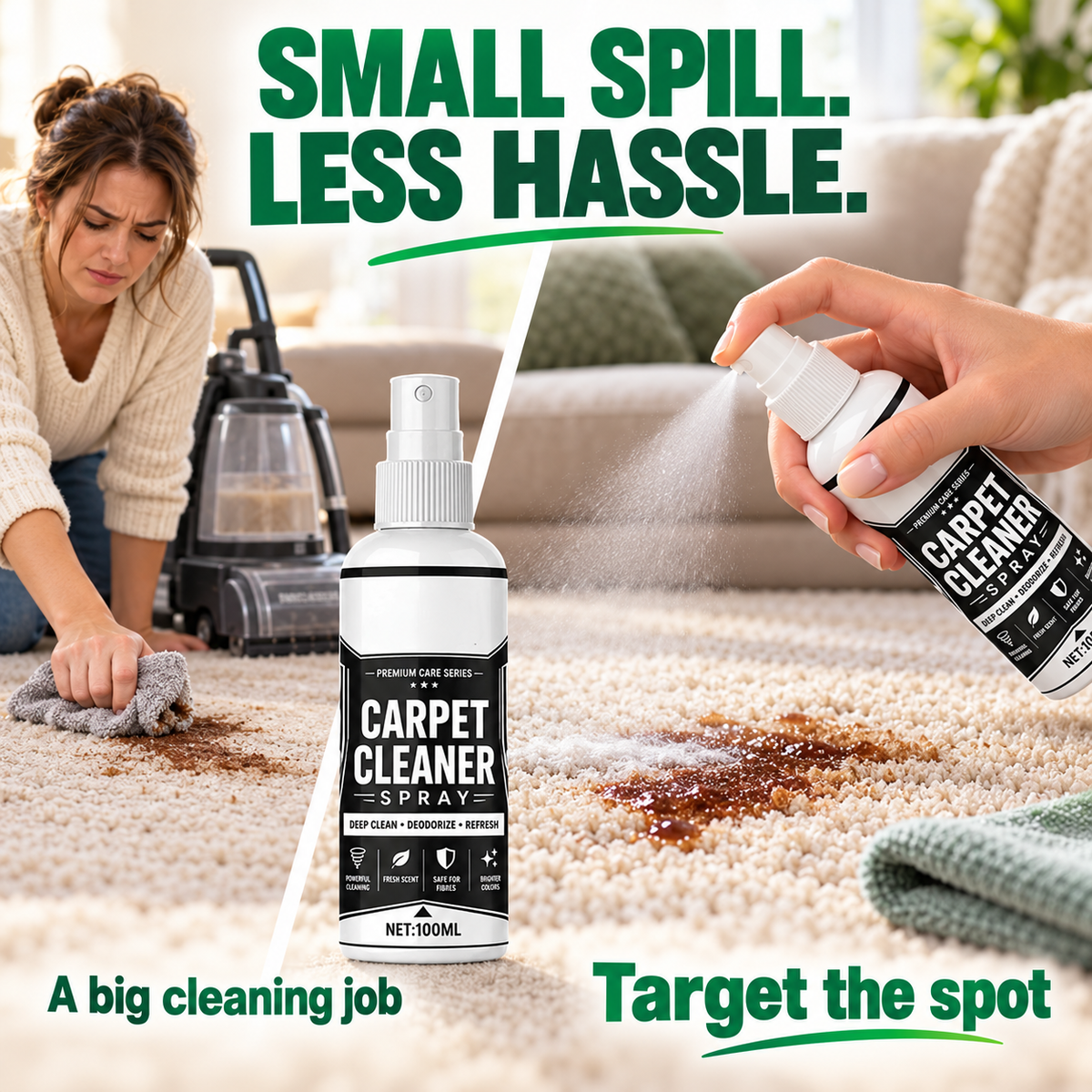 🏆 🏆Last Day Special Price £9.49! 🛋️Buy 1 Get 1 Free🎁 Deep Clean Carpet Spray – Industrial-Strength Formula | Perfect for Auto Interiors, Sofas & Rugs, Effortless Stain Removal ✨