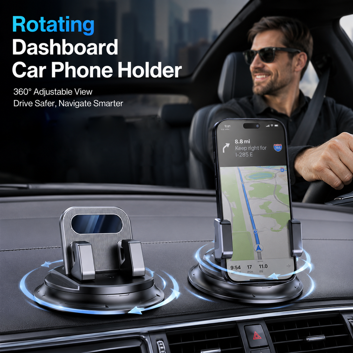 60%🚗 40% OFF NOW!📱 Rotating Dashboard Car Phone Holder – 360° Adjustable & Anti-Slip – Hands-Free Phone Mount 🛡️