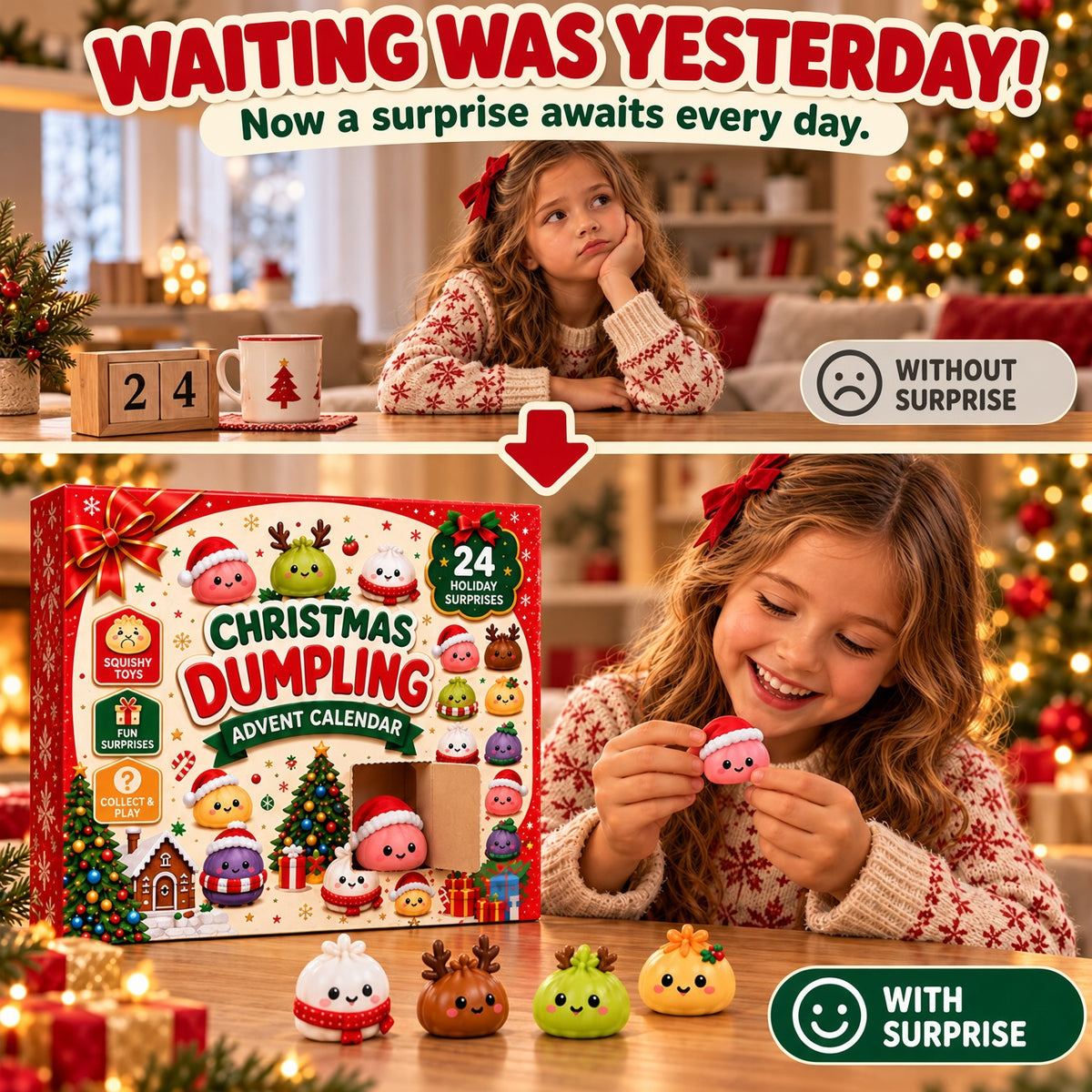 upsell🔥LIMITED-TIME 50% OFF! 2026 Christmas Dumpling Advent Calendar, 24-Day Countdown • Twenty Four Days Of Squishy - Dumpling Advent Calendar