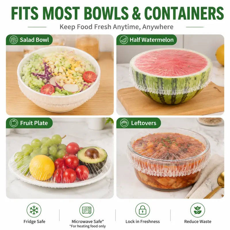 upsell🍽️✨ 100PCS Stretch Bowl Covers – Elastic Bowl & Plate Covers for Easy Food Storage 🥗