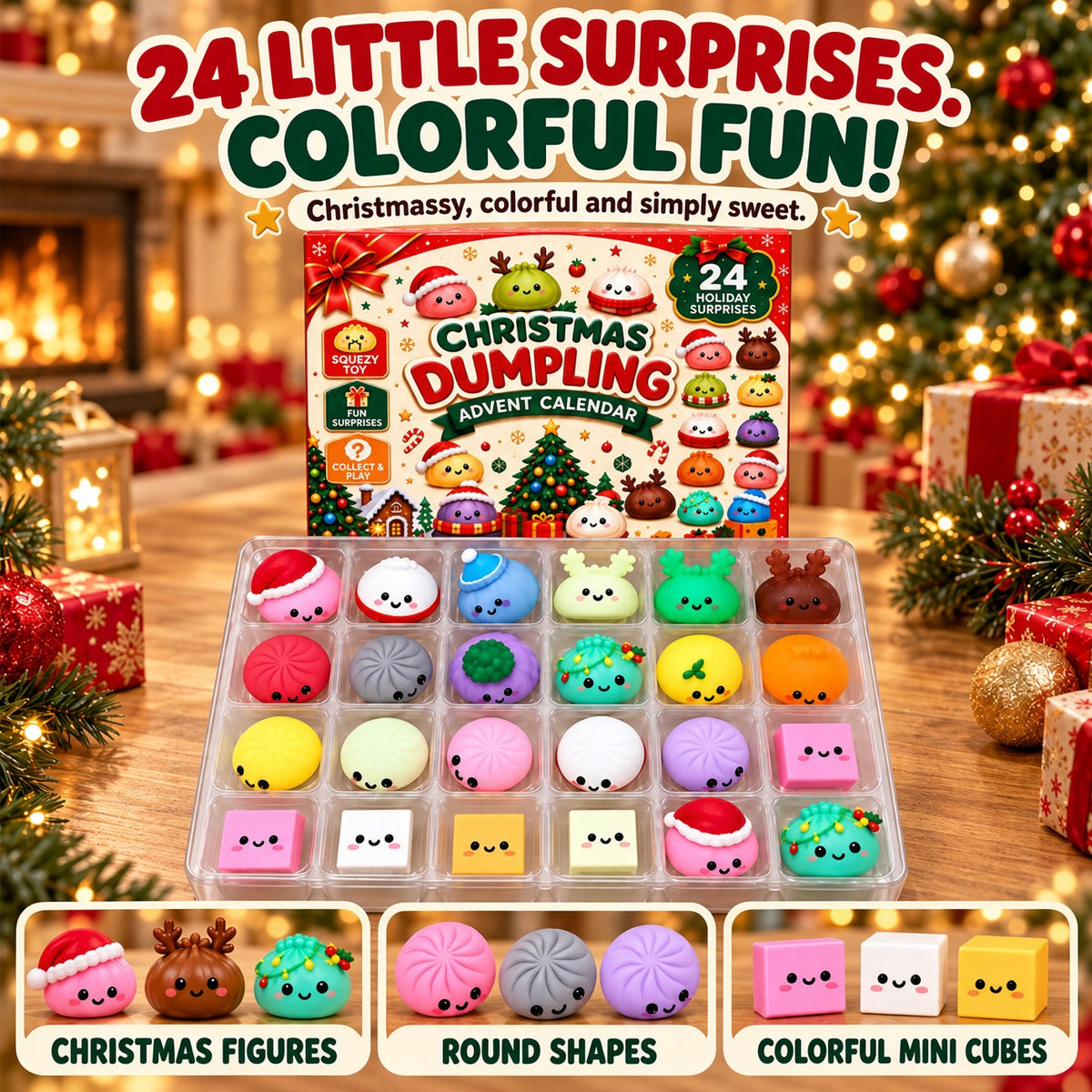 upsell🔥LIMITED-TIME 50% OFF! 2026 Christmas Dumpling Advent Calendar, 24-Day Countdown • Twenty Four Days Of Squishy - Dumpling Advent Calendar