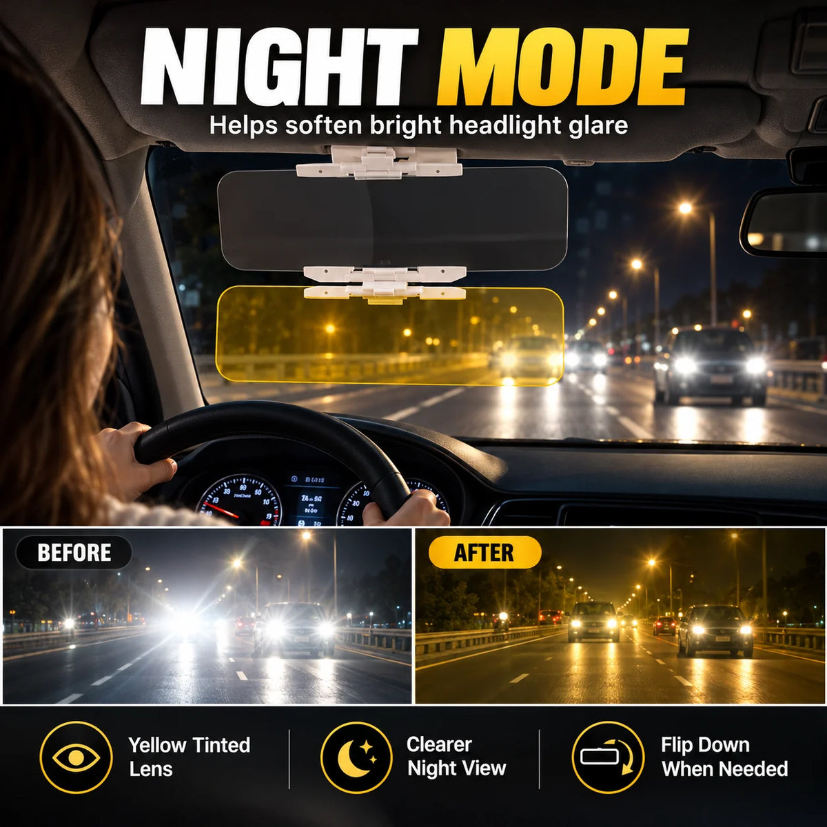 ⏳Time-Limited Special⏰Universal HD Anti-Glare Car Visor for Day & Night