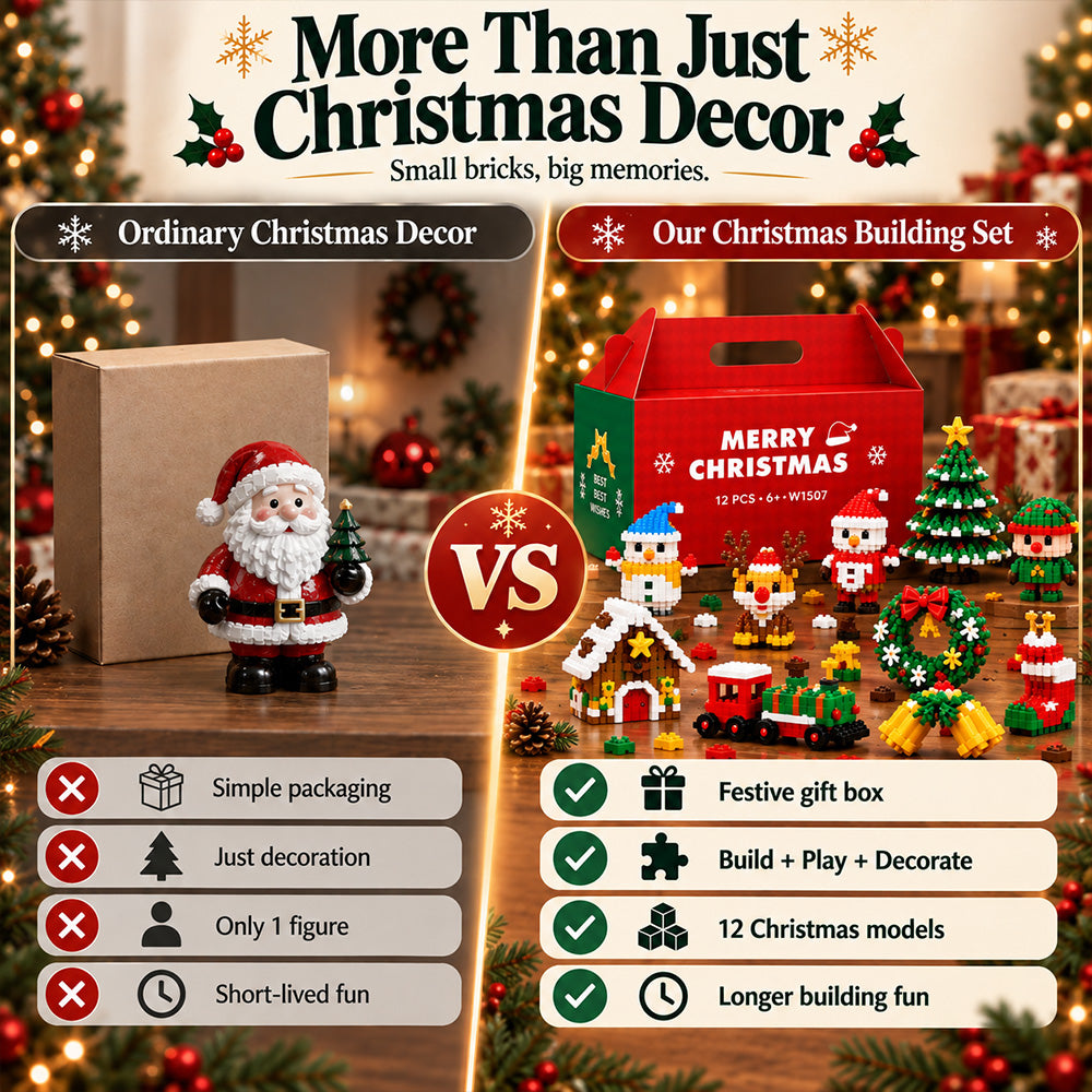🎁 Last day to save 49% – 🎄 12-Day Mini Christmas DIY Building Set | 12 unique festive buildable designs with hanging loops—perfect for decorating Christmas trees, wreaths, and holiday displays 🧱