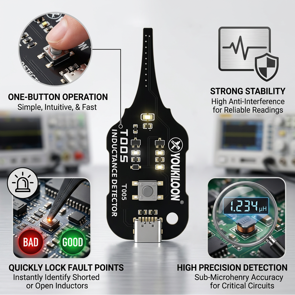 🥳2026 HOT SALE🥳💞50K+ SOLD!💡⚙️ 50% OFF! In-Circuit Inductor Tester – One-button simplicity, clear indicator. Non-contact, rapid diagnosis. A must-have for electronics repair. 📟🕊️