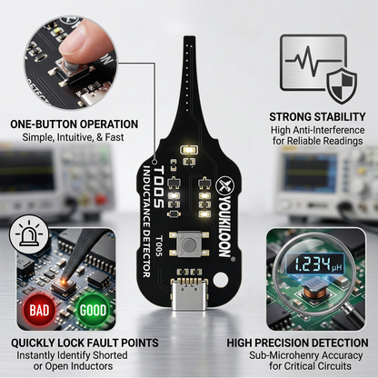 🥳2026 HOT SALE🥳💞50K+ SOLD!💡⚙️ 50% OFF! In-Circuit Inductor Tester – One-button simplicity, clear indicator. Non-contact, rapid diagnosis. A must-have for electronics repair. 📟🕊️