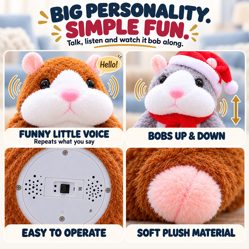 🐹Black Friday Deal 🔥 ✨Talking Hamster Plush – repeats whatever you say, auto head-shaking, hilarious fun for kids & adults.🎁