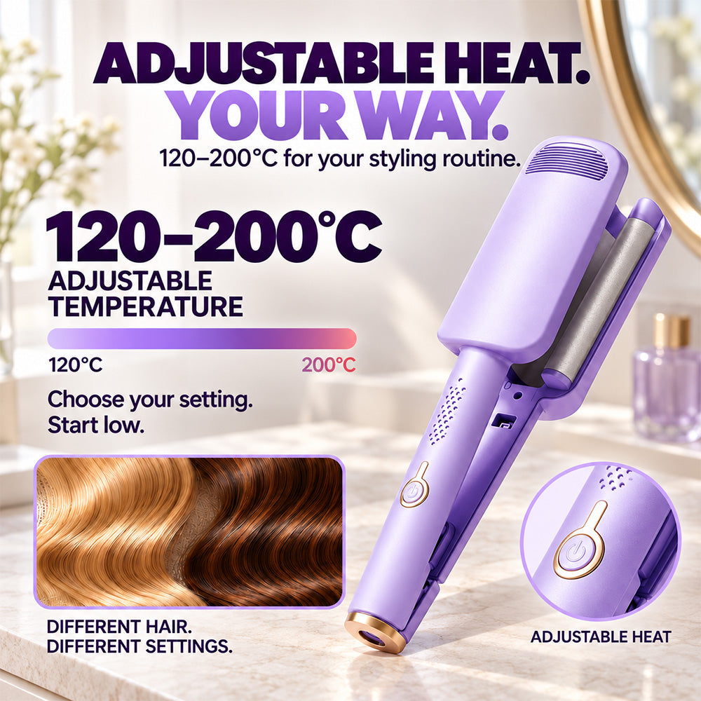 🌸 LIMITED-TIME 50% OFF! ✨ 32MM Wavy Hair Curler – Big Bouncy Curls, 4 Adjustable Heat Settings & Negative Ion Care – Salon-Quality Styling at Home 💇‍♀️