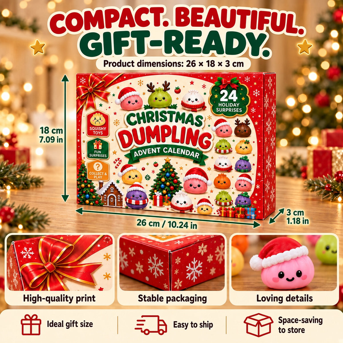 upsell🔥LIMITED-TIME 50% OFF! 2026 Christmas Dumpling Advent Calendar, 24-Day Countdown • Twenty Four Days Of Squishy - Dumpling Advent Calendar
