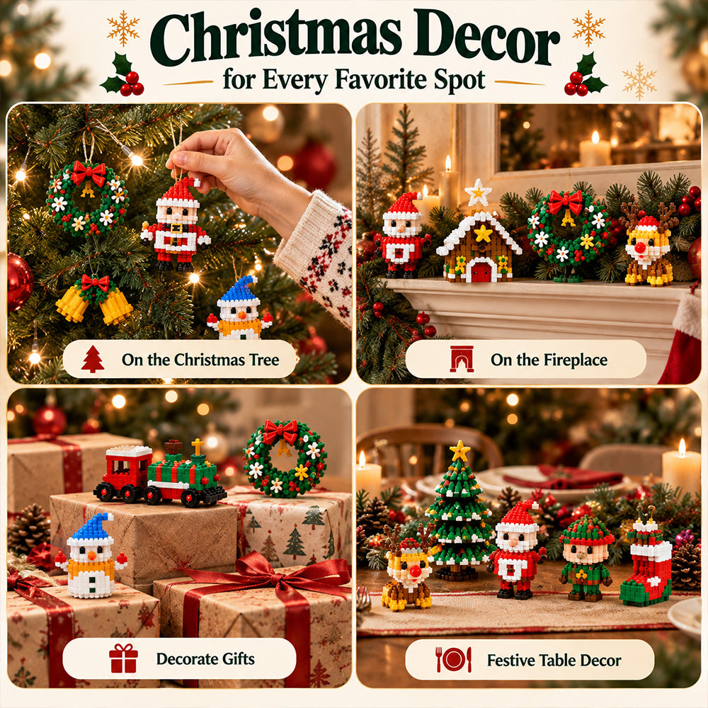 🎁 Last day to save 49% – 🎄 12-Day Mini Christmas DIY Building Set | 12 unique festive buildable designs with hanging loops—perfect for decorating Christmas trees, wreaths, and holiday displays 🧱