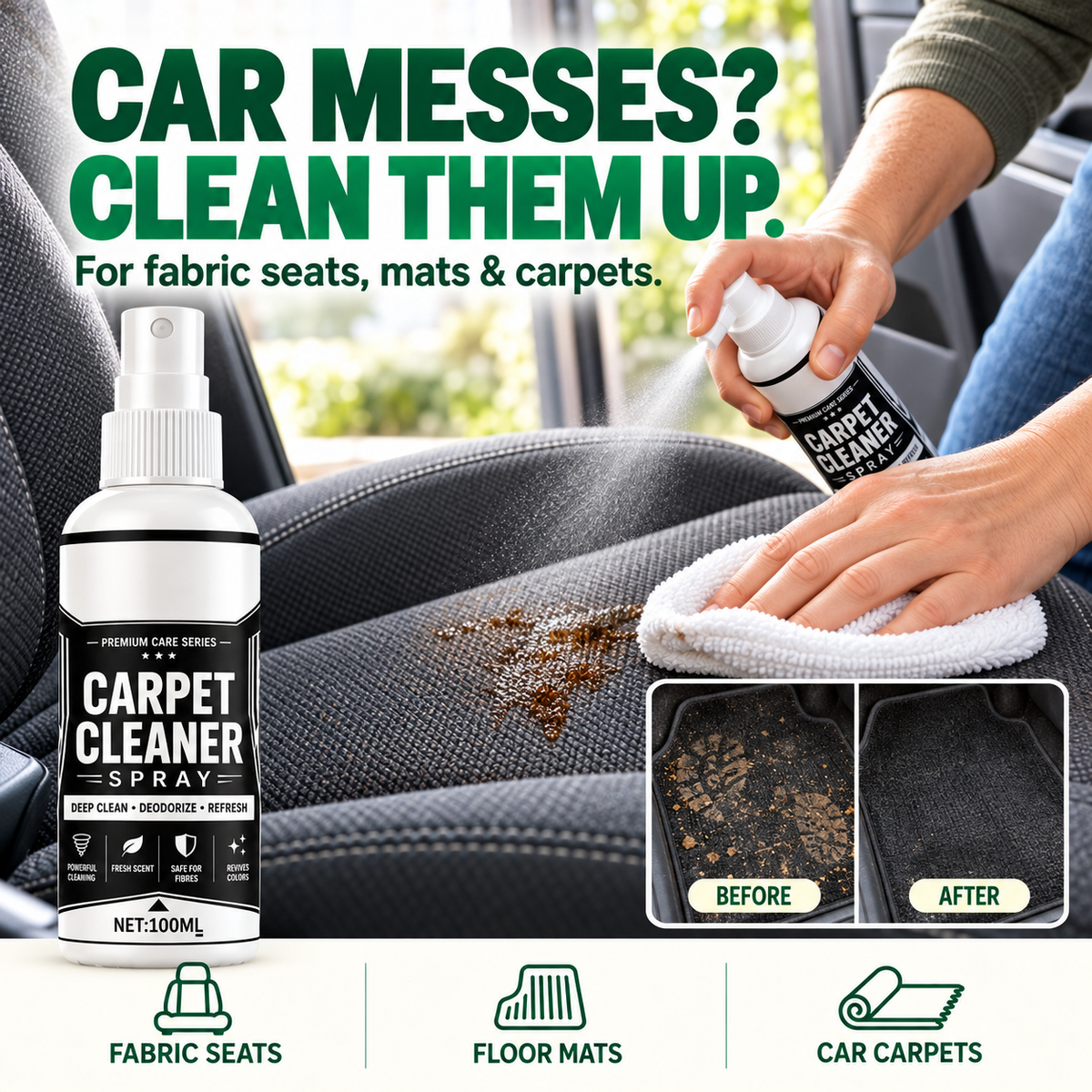 🏆 🏆Last Day Special Price £9.49! 🛋️Buy 1 Get 1 Free🎁 Deep Clean Carpet Spray – Industrial-Strength Formula | Perfect for Auto Interiors, Sofas & Rugs, Effortless Stain Removal ✨