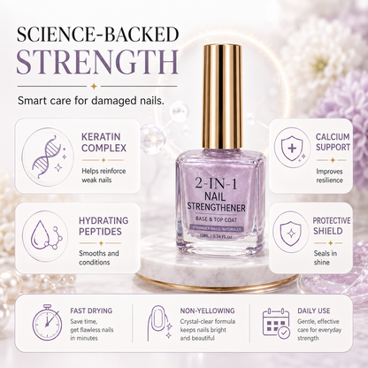 upsell💅 40% OFF !! ⏰ Lilac Glossy Nail Strengthener – Strengthen Weak Nails & Restore Natural Shine