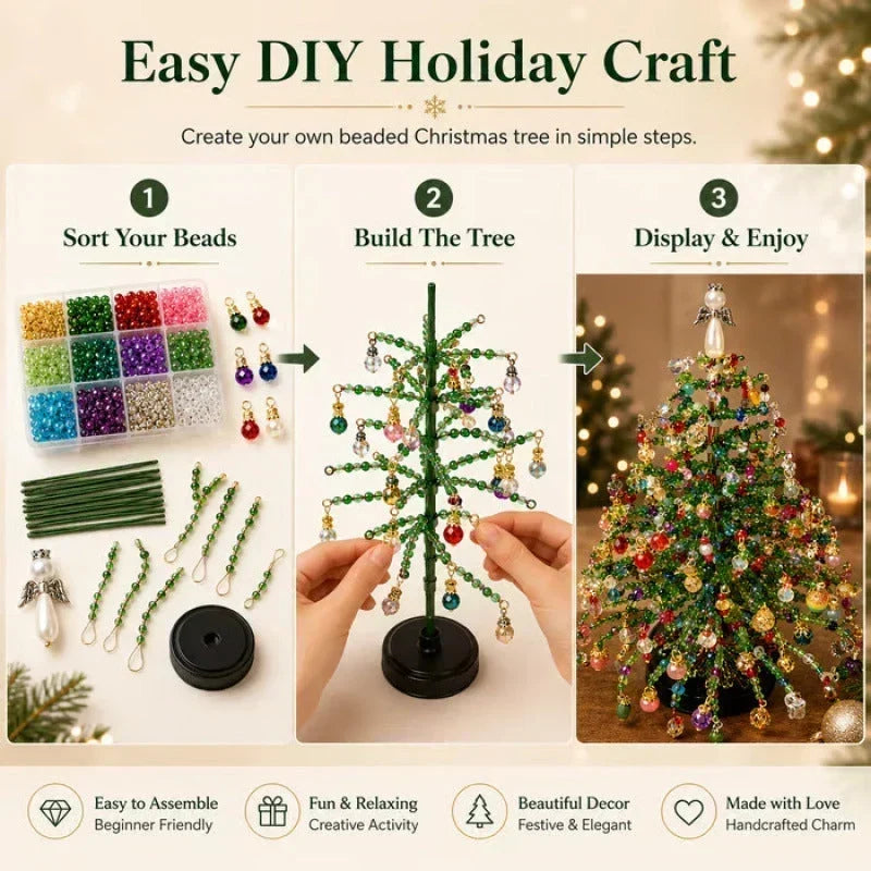 🎄✨ DIY Beaded Christmas Tree Kit – 🎅Create Your Own Sparkling Holiday Decoration🔥