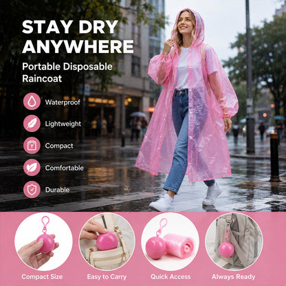 upsell 🌧️50% OFF NOW! Pocket‑Size Disposable Raincoat for Unexpected Showers, Compact Ball‑Packaged Waterproof Emergency Poncho, One‑Size‑Fits‑All Lightweight Rain Protection for Travel, Hiking & Outdoor Events