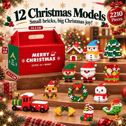 🎁 Last day to save 49% – 🎄 12-Day Mini Christmas DIY Building Set | 12 unique festive buildable designs with hanging loops—perfect for decorating Christmas trees, wreaths, and holiday displays 🧱