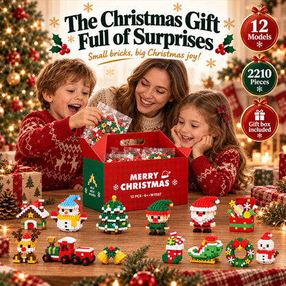 🎁 Last day to save 49% – 🎄 12-Day Mini Christmas DIY Building Set | 12 unique festive buildable designs with hanging loops—perfect for decorating Christmas trees, wreaths, and holiday displays 🧱