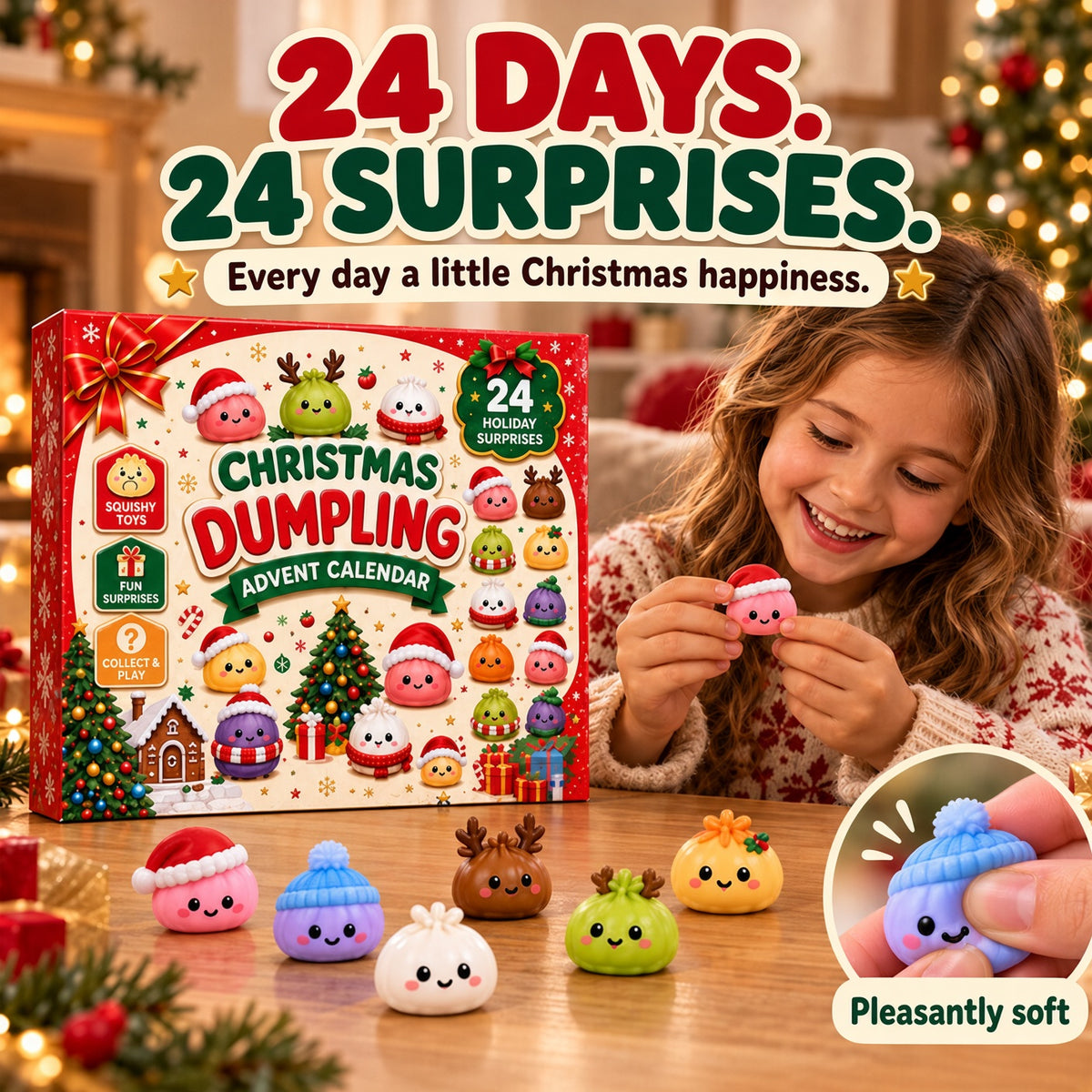 upsell🔥LIMITED-TIME 50% OFF! 2026 Christmas Dumpling Advent Calendar, 24-Day Countdown • Twenty Four Days Of Squishy - Dumpling Advent Calendar