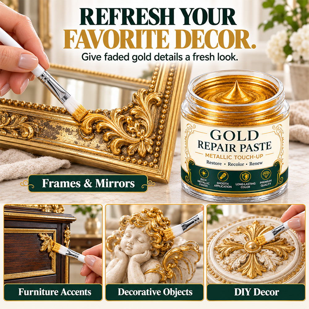 Gold Metallic Refinishing Repair Paste with Brush