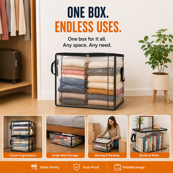 Devareon® ⏰LIMITED TIME 50% OFF! 🏠 Transparent Large-Capacity Dustproof & Moisture-Proof Storage Bag – Perfect for Clothes, Toys, Books & More ✨