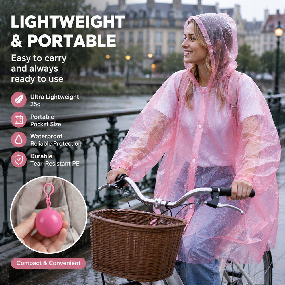 upsell 🌧️50% OFF NOW! Pocket‑Size Disposable Raincoat for Unexpected Showers, Compact Ball‑Packaged Waterproof Emergency Poncho, One‑Size‑Fits‑All Lightweight Rain Protection for Travel, Hiking & Outdoor Events