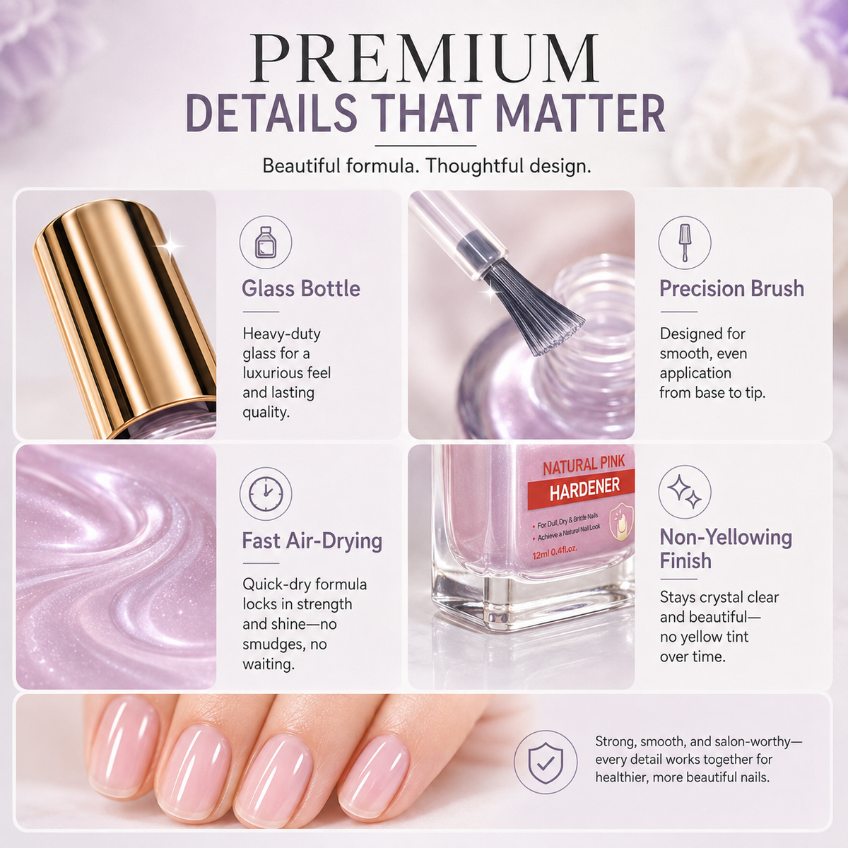 upsell💅 40% OFF !! ⏰ Lilac Glossy Nail Strengthener – Strengthen Weak Nails & Restore Natural Shine