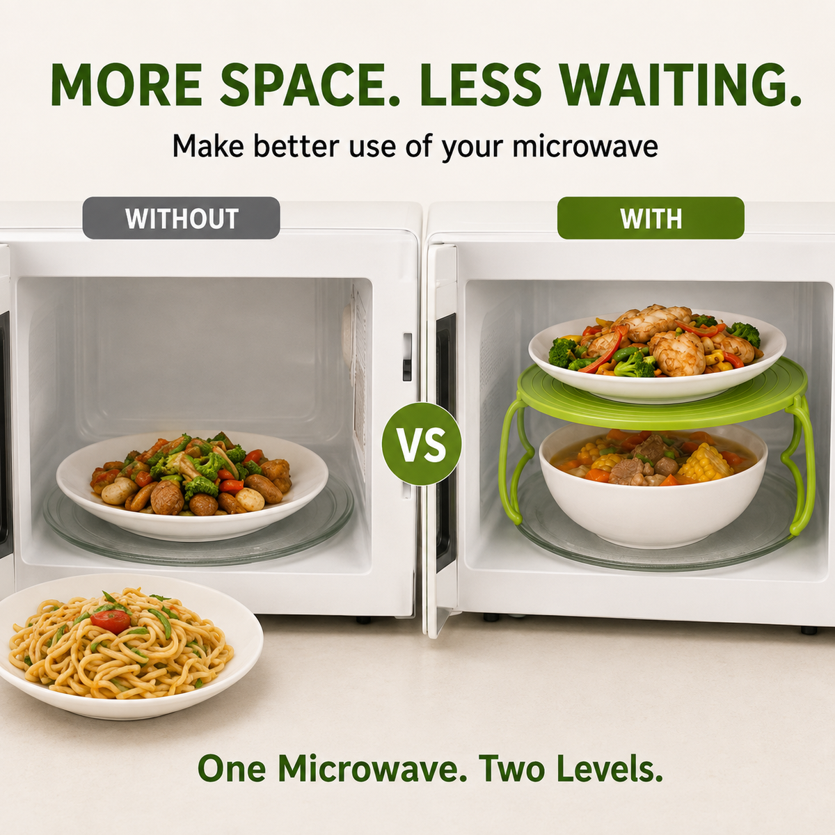 Foldable Microwave Plate Stacker with Cool-Touch Handles