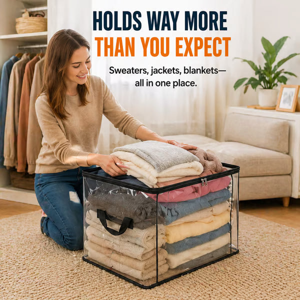 Devareon® ⏰LIMITED TIME 50% OFF! 🏠 Transparent Large-Capacity Dustproof & Moisture-Proof Storage Bag – Perfect for Clothes, Toys, Books & More ✨