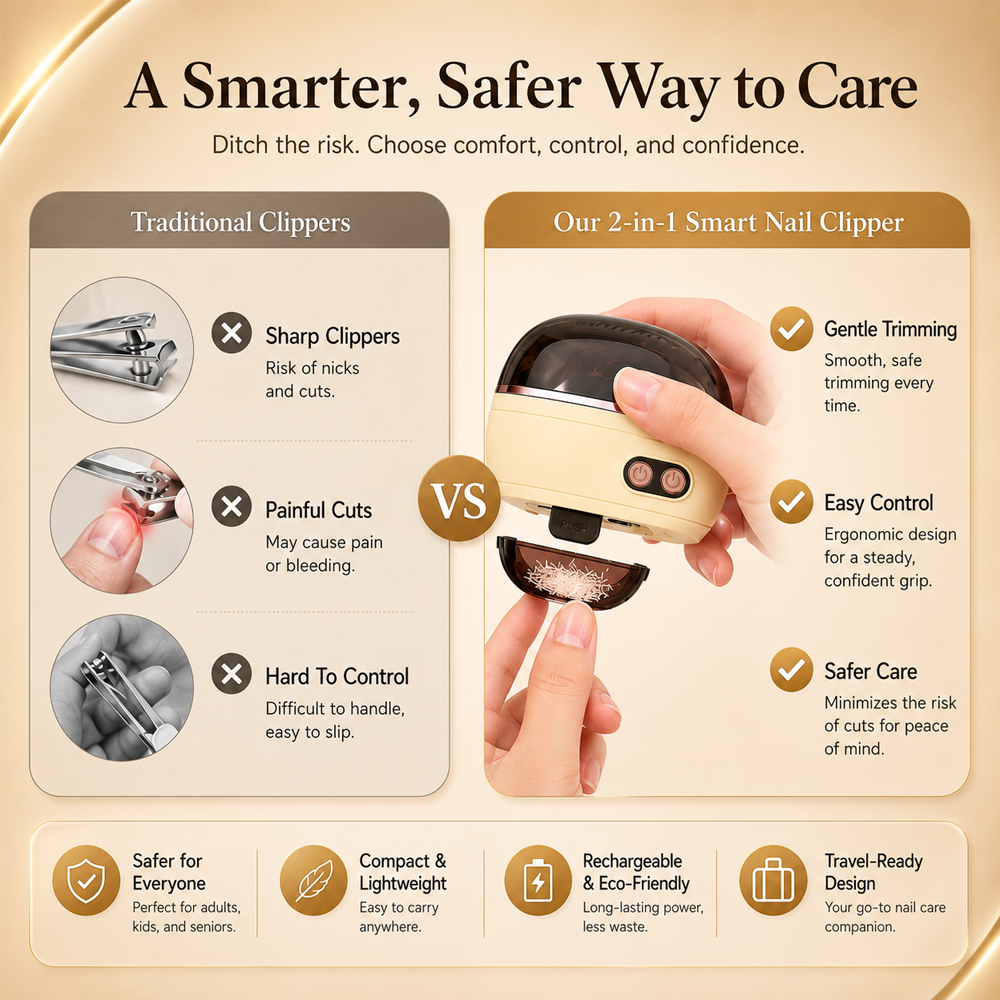 ✂️ LIMITED-TIME 50% OFF! 2-in-1 Smart Electric Nail Clipper & Polisher – Anti-Pinch Safety & LED Light 💅