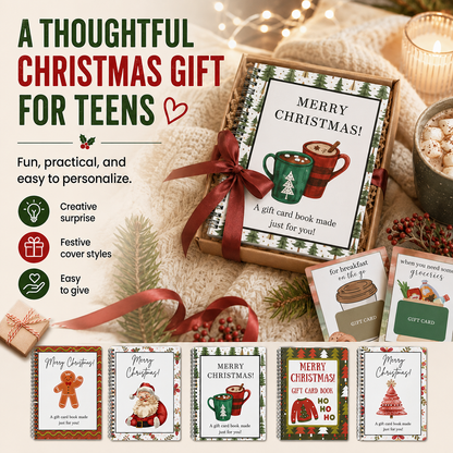 🔥🎁70% OFF!!!-Ready for Christmas!🎅Christmas Gift Card Booklet -👍DIY Spiral-Bound Christmas Gift Card Holder Book