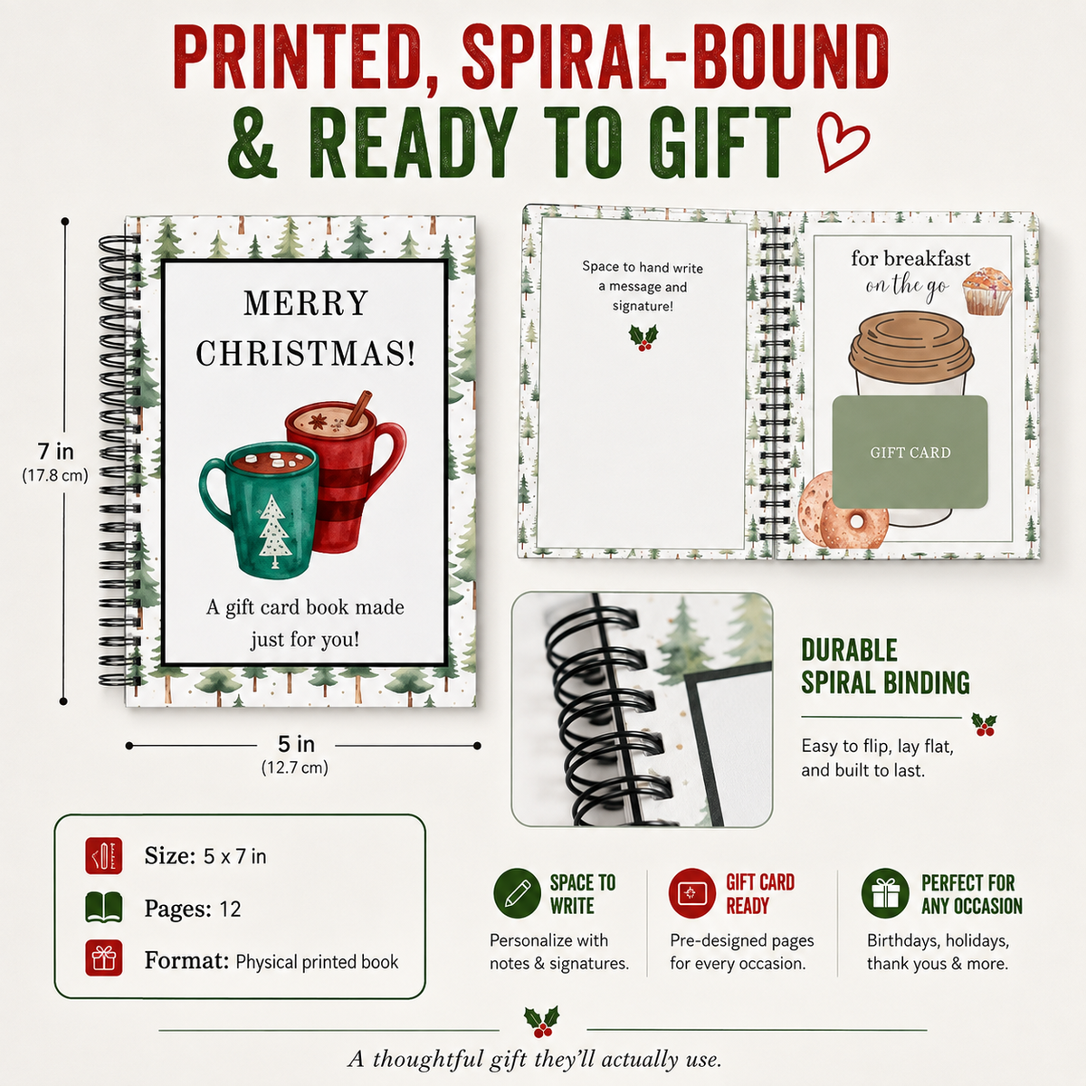 🔥🎁70% OFF!!!-Ready for Christmas!🎅Christmas Gift Card Booklet -👍DIY Spiral-Bound Christmas Gift Card Holder Book