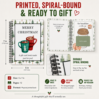 🔥🎁70% OFF!!!-Ready for Christmas!🎅Christmas Gift Card Booklet -👍DIY Spiral-Bound Christmas Gift Card Holder Book