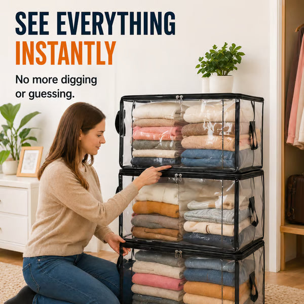 Devareon® ⏰LIMITED TIME 50% OFF! 🏠 Transparent Large-Capacity Dustproof & Moisture-Proof Storage Bag – Perfect for Clothes, Toys, Books & More ✨