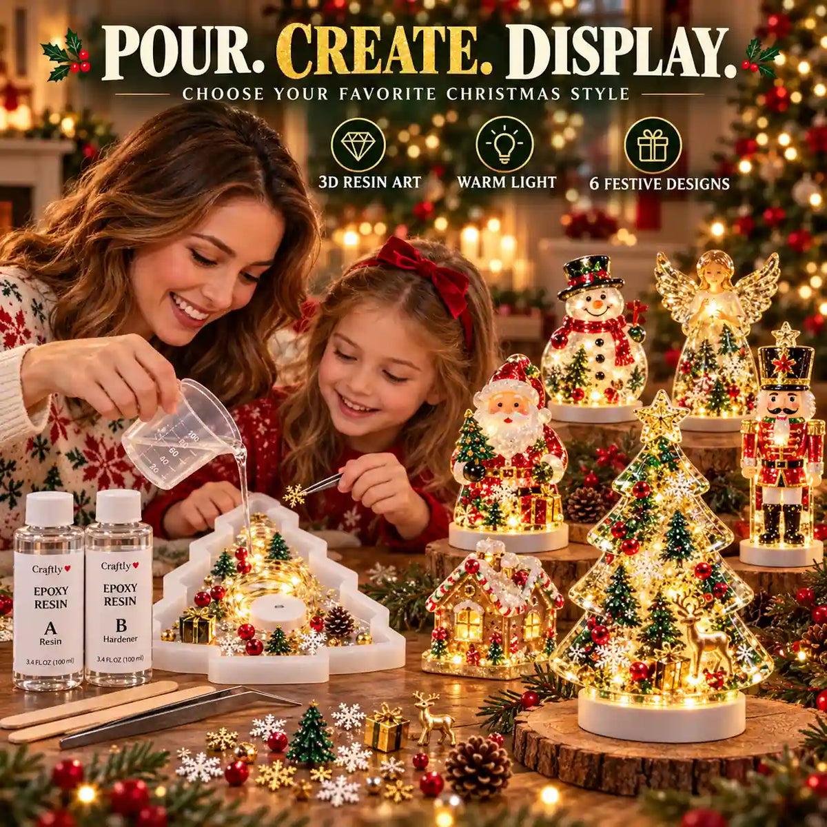 🎅🎄☃️ DIY Resin Christmas Tree Night Light Kit