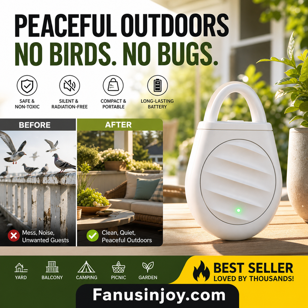 🏆 Last Day Special Price £14.99 ! 🐦Buy 2 Get 1 Free🎁No more trouble from birds, beasts and locusts！Portable Ultrasonic Bird Repellent Keychain